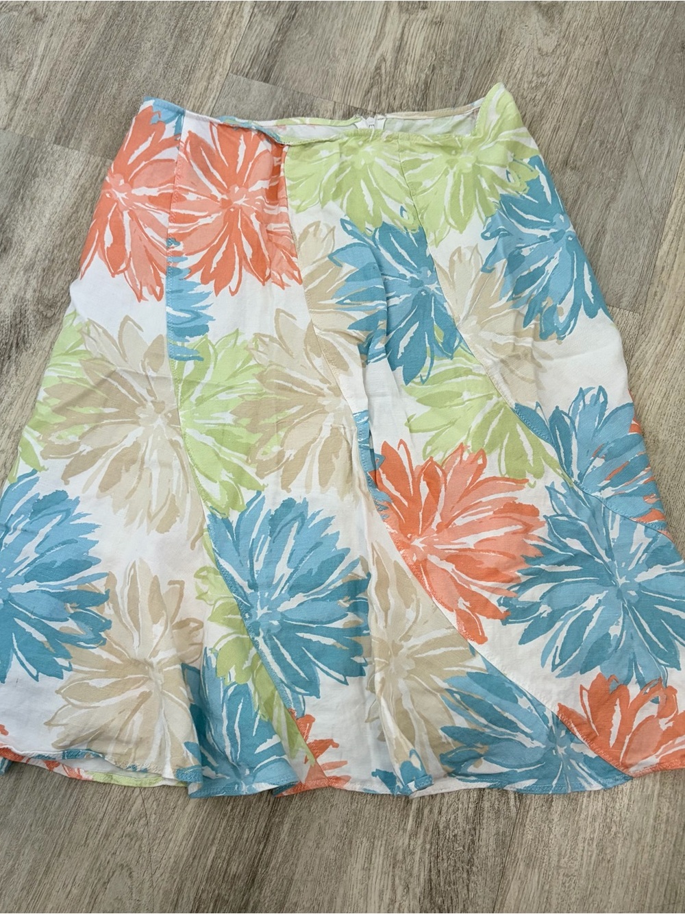 JH Collectibles Floral Linen Blend A-Line Midi Skirt Women’s Size 8 Colorful